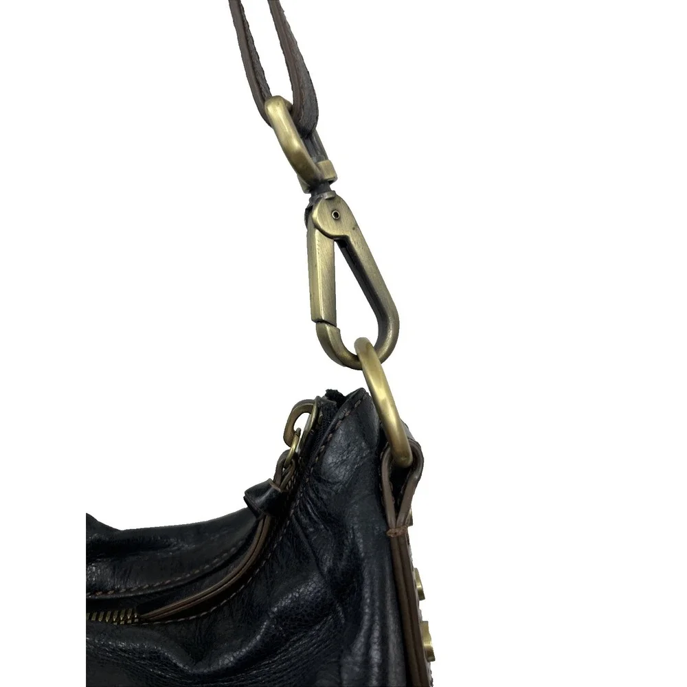 Hobo The Original Sheila Black Leather Bag Satchel Hoop Handles Shoulder Strap